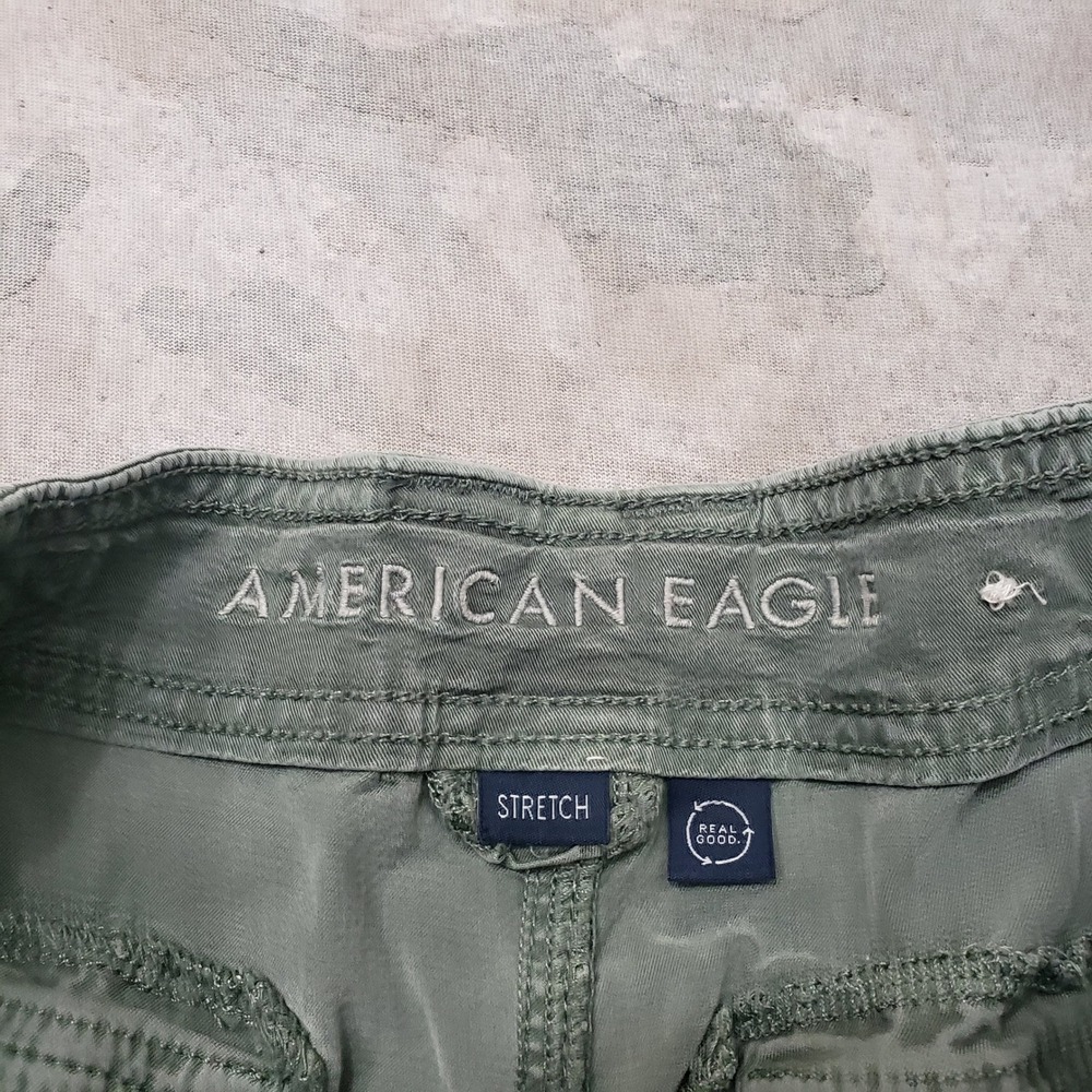 American Eagle Pants Womens 6 Long Green Stove Pipe Wide Leg Pockets Preppy - Picture 6 of 12
